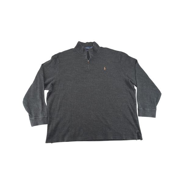 Polo Ralph Lauren Sweater Men's XXL 1/4 Zip Pullover Estate Rib Charcoal Gray - Picture 1 of 4